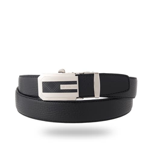Natural cowhide Ratchet Belt With Automatic Buckle_polygon_